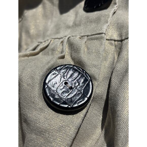 Kensie Heavy Jacket Artsy Buttons Gold Metallic Detail Size 10 Linen Lagenlook - Picture 8 of 12